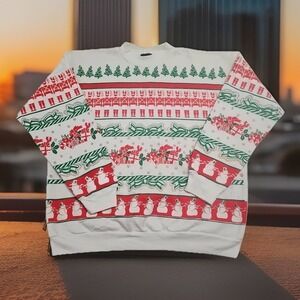 Vintage KICK'S Christmas Sweater Nutcracker 42/22 knitted Holiday USA XL Rare